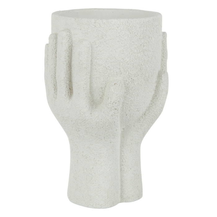J-Line cache-pot Mains - ciment - blanc - large - Ø 14 cm
