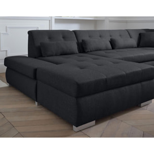 Vermont - canapé panoramique d'angle droit - 7 places - XXL - Noir