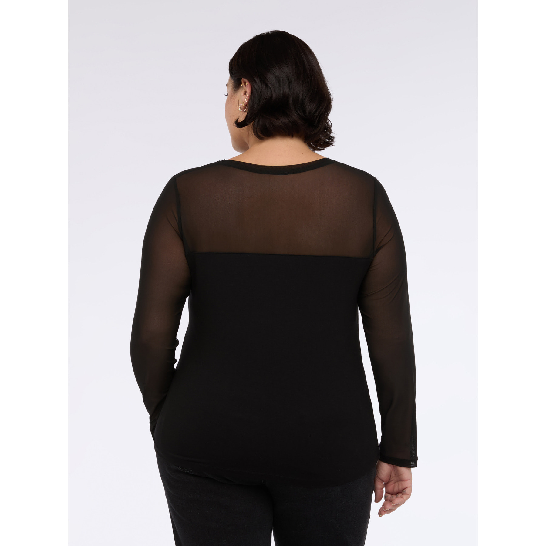 Fiorella Rubino - Camiseta de jersey y tul - Negro