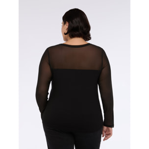 Fiorella Rubino - Camiseta de jersey y tul - Negro