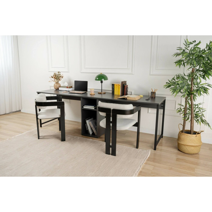 Scrivania Violet, Scrittoio multiuso, Tavolo per ufficio porta PC, Piano di lavoro, 240x60 h74 cm, Antracite