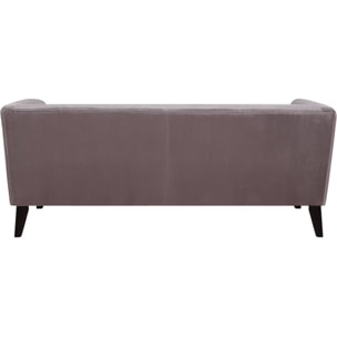 Canapé droit fixe en velours "Vanessa" - 3 places - Gris clair