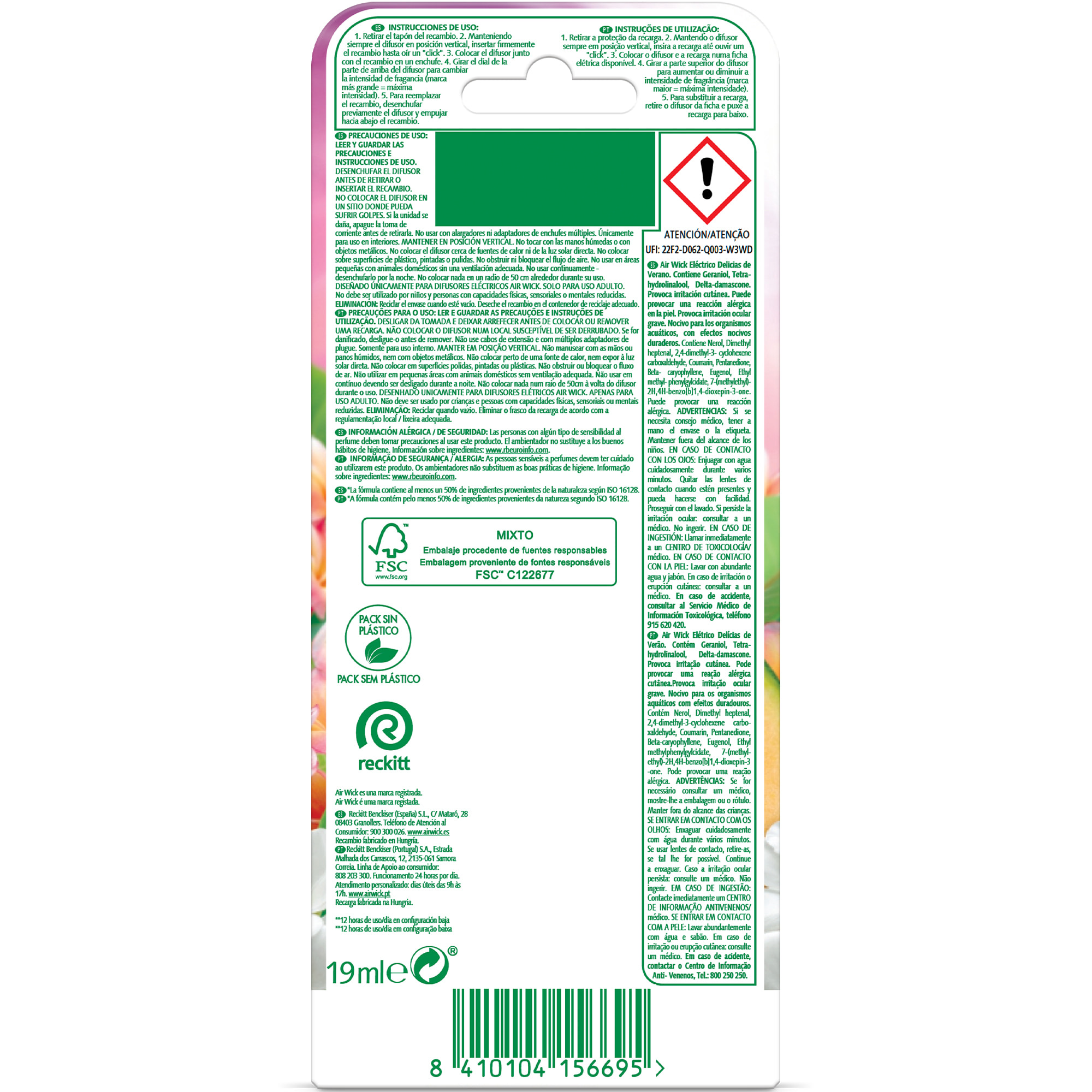 Air Wick Eléctrico - Ambientador para casa con aroma a Nenuco - 6 Recambios