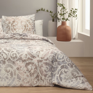 Parure de lit avec housse de couette 240x220 cm + 2 taies d'oreiller 65x65 cm 100% percale de coton - NANTAISE -