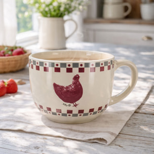 Lot de 6 jumbos 45cl en grès avec décor campagne GALLINA