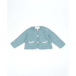 Chaqueta contraste crudo mohair azul