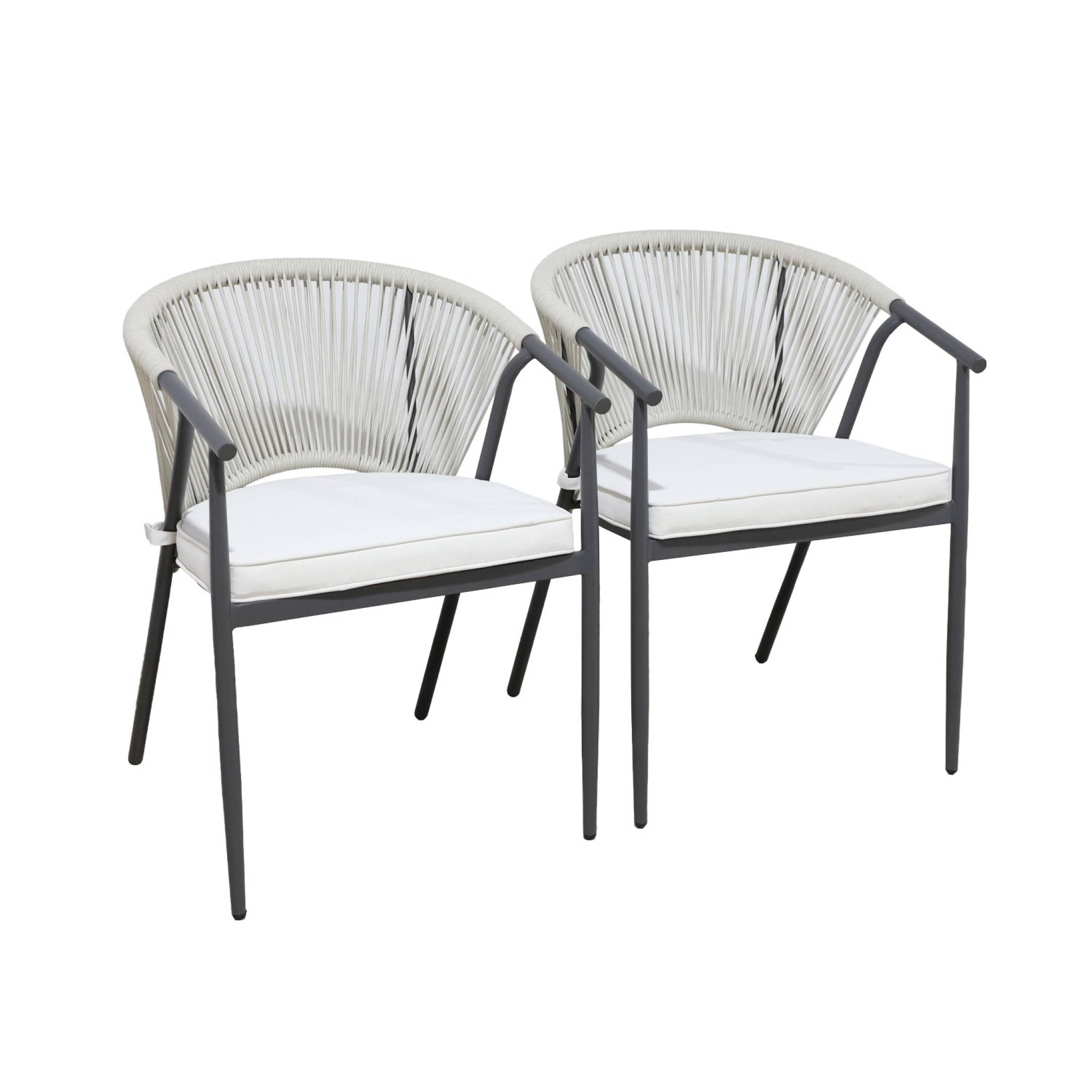 Fauteuil de jardin empilable acier et cordes (lot de 2) LIORA