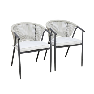 Fauteuil de jardin empilable acier et cordes (lot de 2) LIORA
