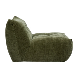 Fauteuil lounge en tissu effet velours texturé vert kaki BUMPY