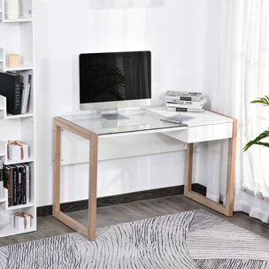 Bureau Informatique 120 x 60 x 75 cm Blanc et Bois