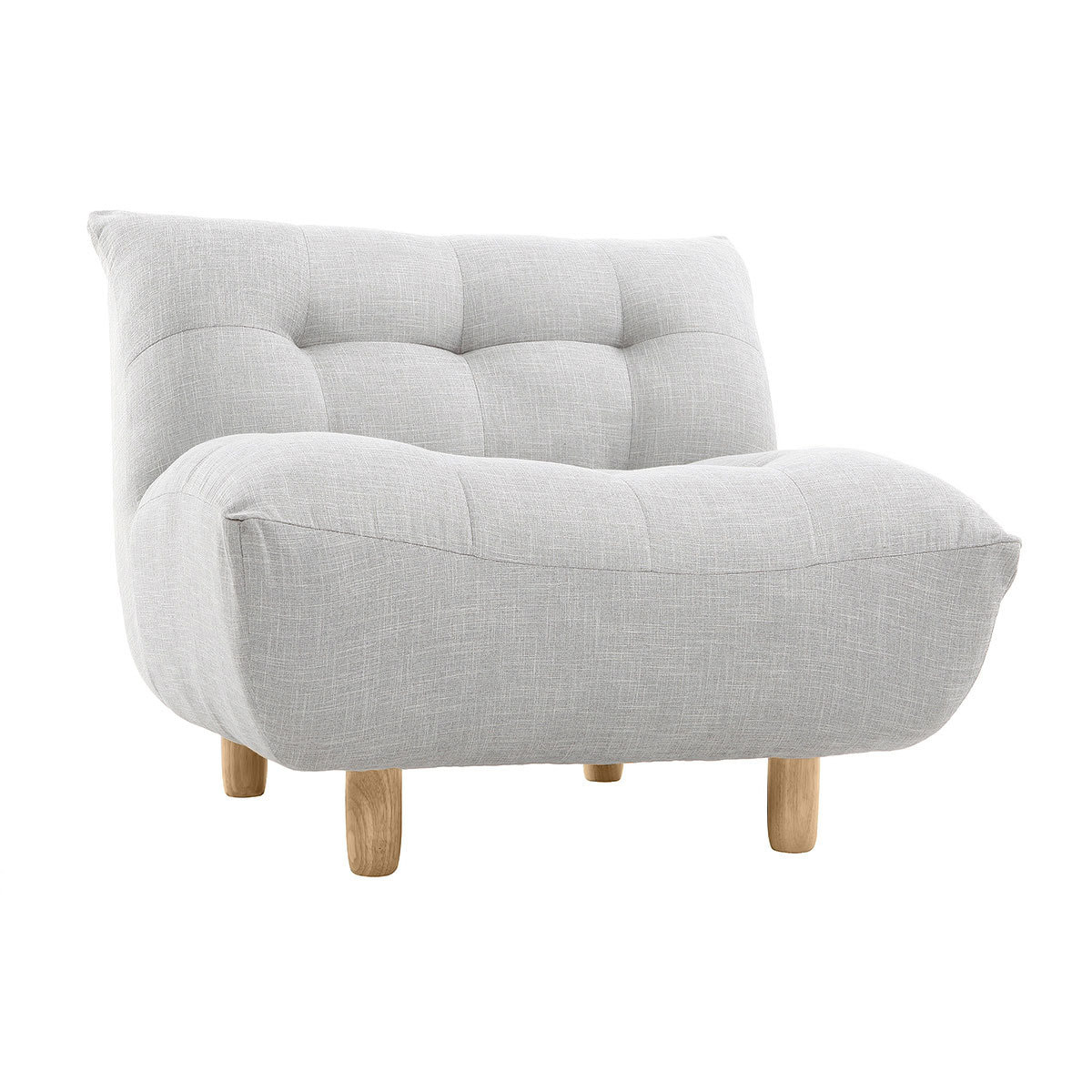 Fauteuil scandinave en tissu gris clair et bois clair YUMI