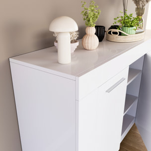 Credenza 3 Ante Design Con 5 Vani Capienti Multi Spazio Stile Moderno Nairobi Per  Soggiorno Cucina Sala Da Pranzo, Mobile Tv  144 x 80 x 42 cm Bianco