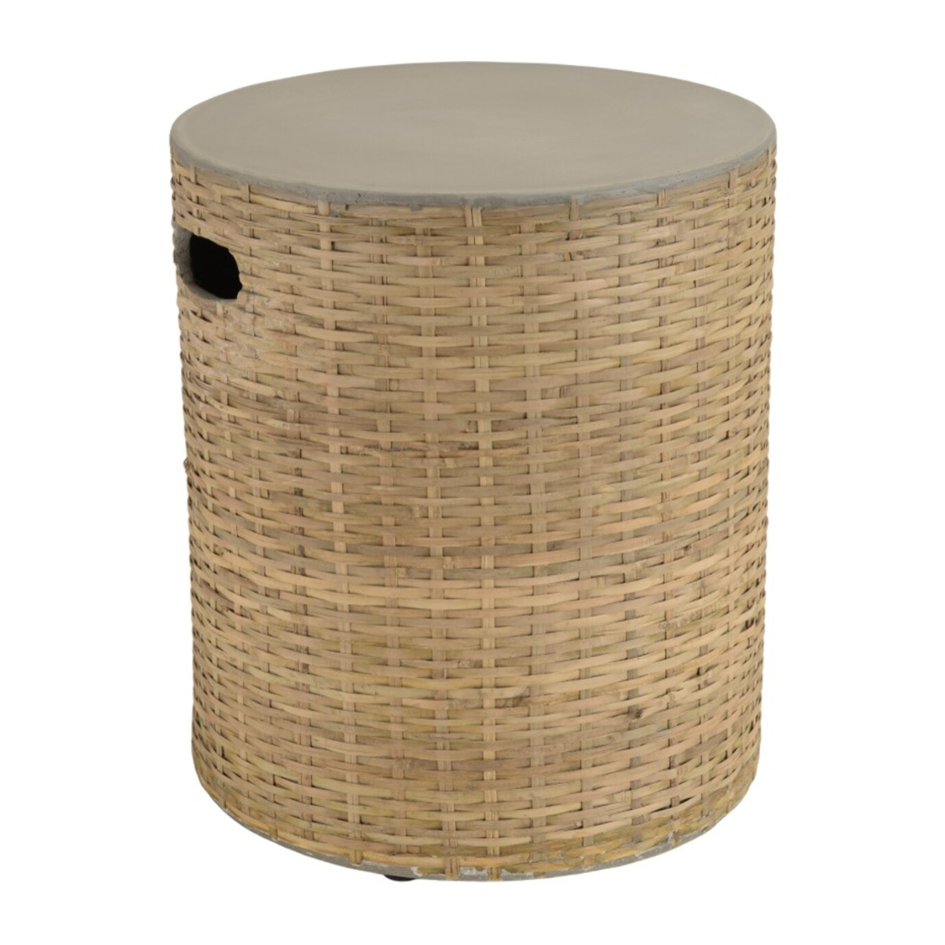 HECTOR - Table d'appoint ronde plateau en béton socle en bambou naturel