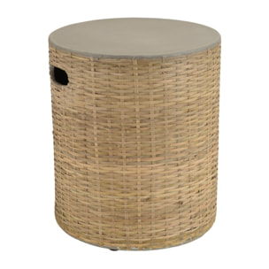 HECTOR - Table d'appoint ronde plateau en béton socle en bambou naturel