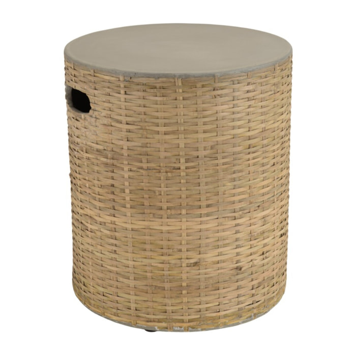 HECTOR - Table d'appoint ronde plateau en béton socle en bambou naturel