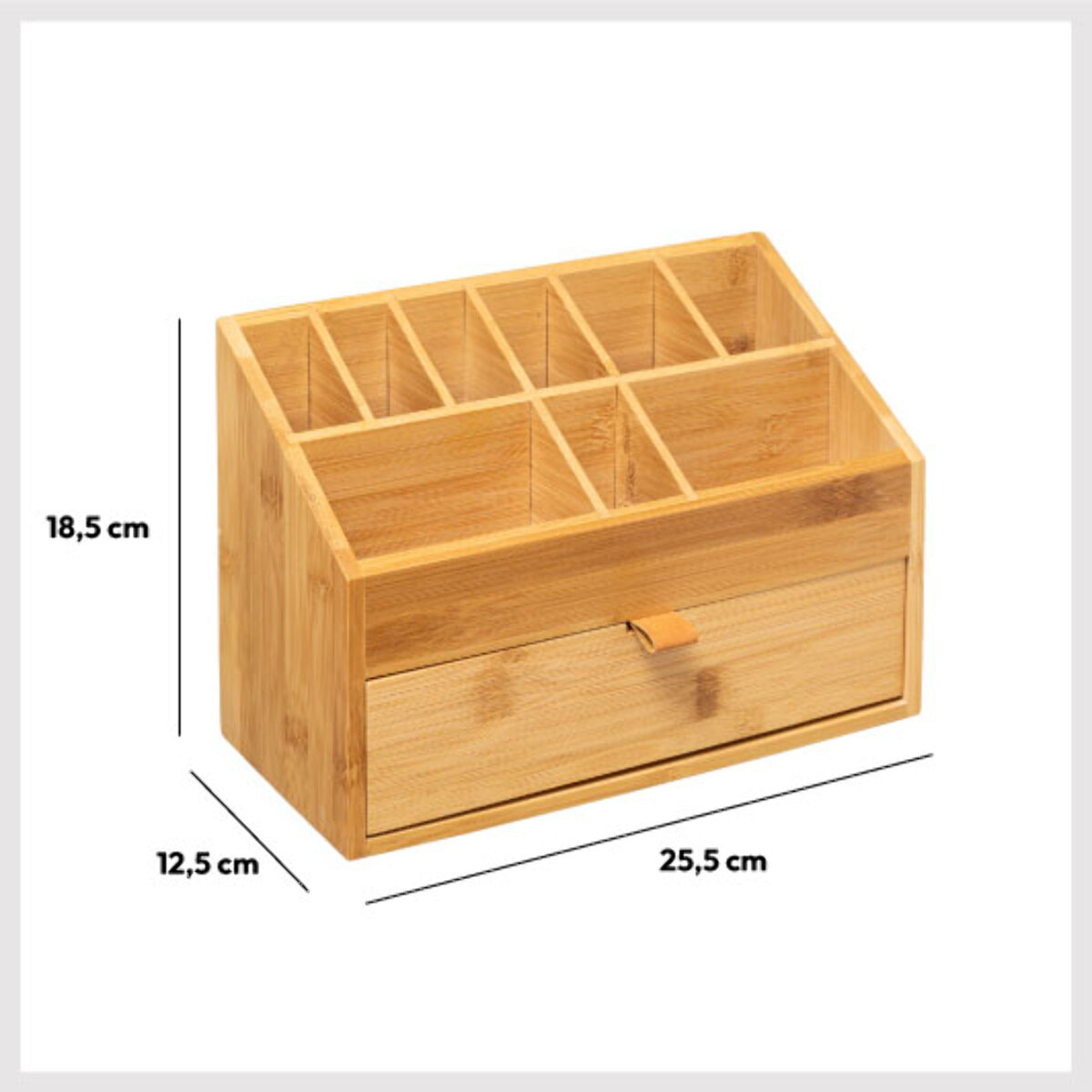 Organiseur 1 tiroir bambou lanière cuir