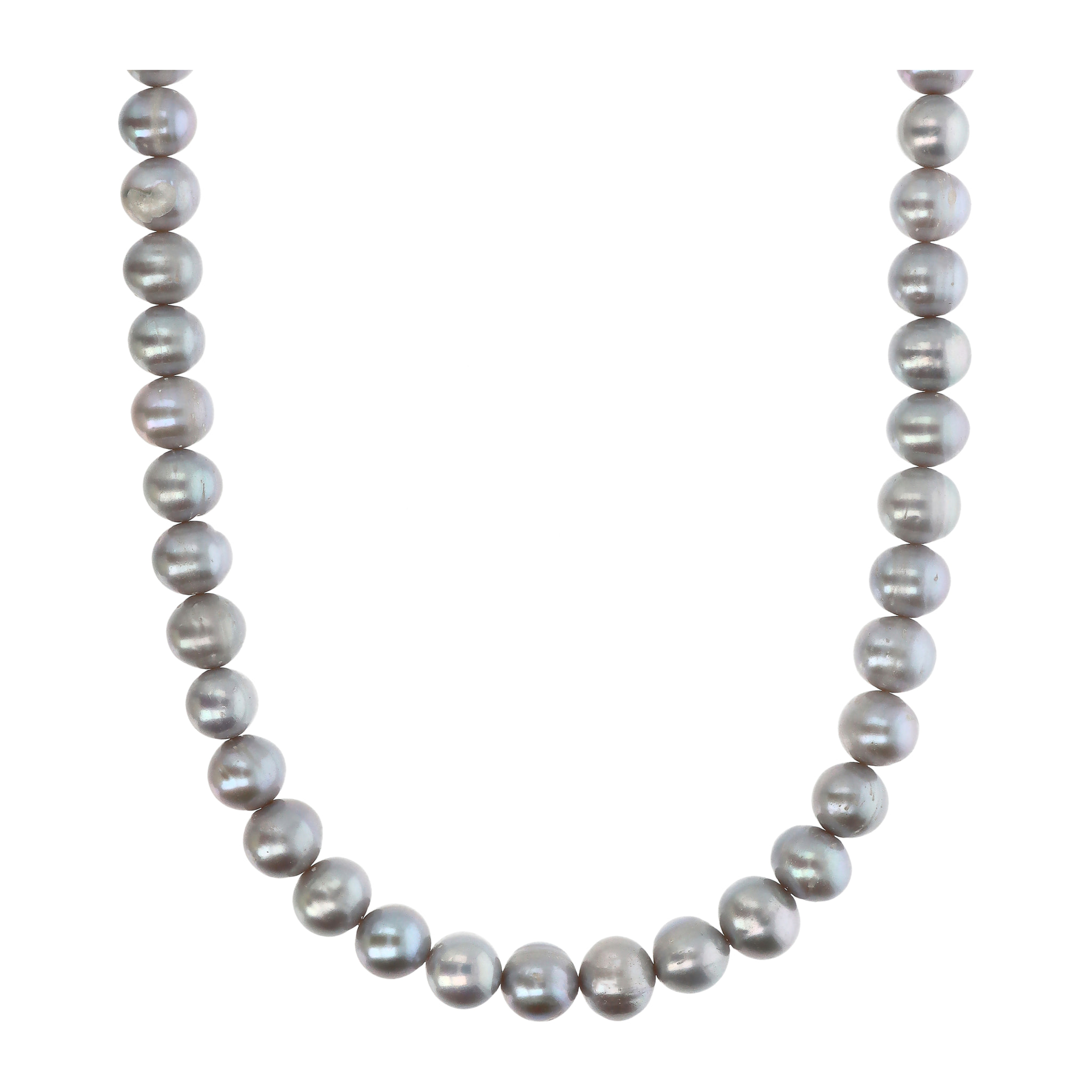 PERLAVIVA - Collana Girocollo in Argento 925 placcato Oro Giallo 18Kt con Perle Grigie d'Acqua Dolce Ø9/10mm