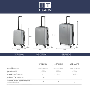Maleta Itaca Tiber Set De 3 Unidades Plata