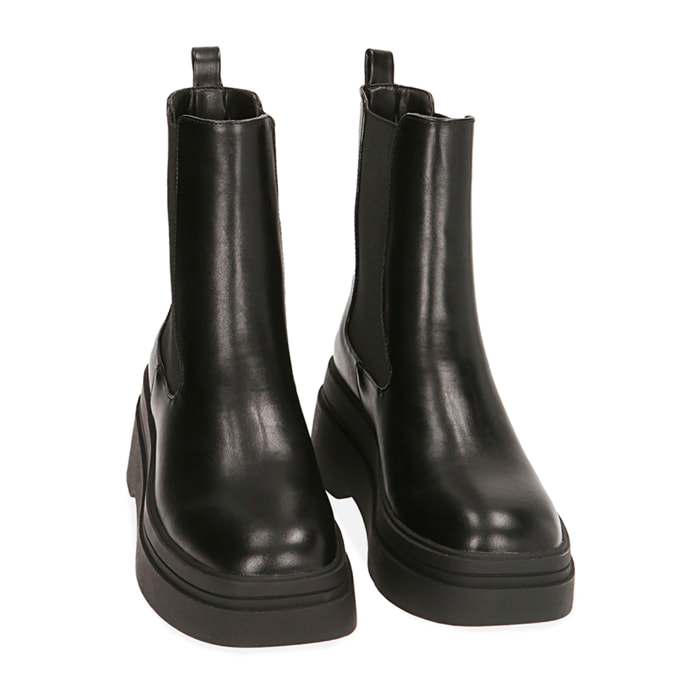 Chelsea boots platform negras, tacón 7 cm