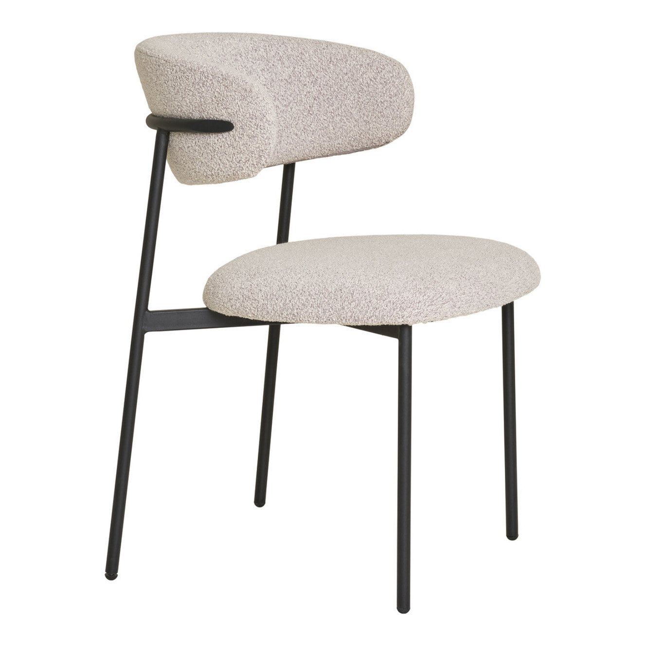 Set 2 sedie da pranzo Mira in Bouclé Sabbia con Gambe Nere