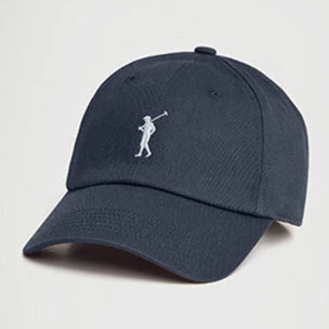 Gorra azul denim de seis paneles con logo Rigby Go