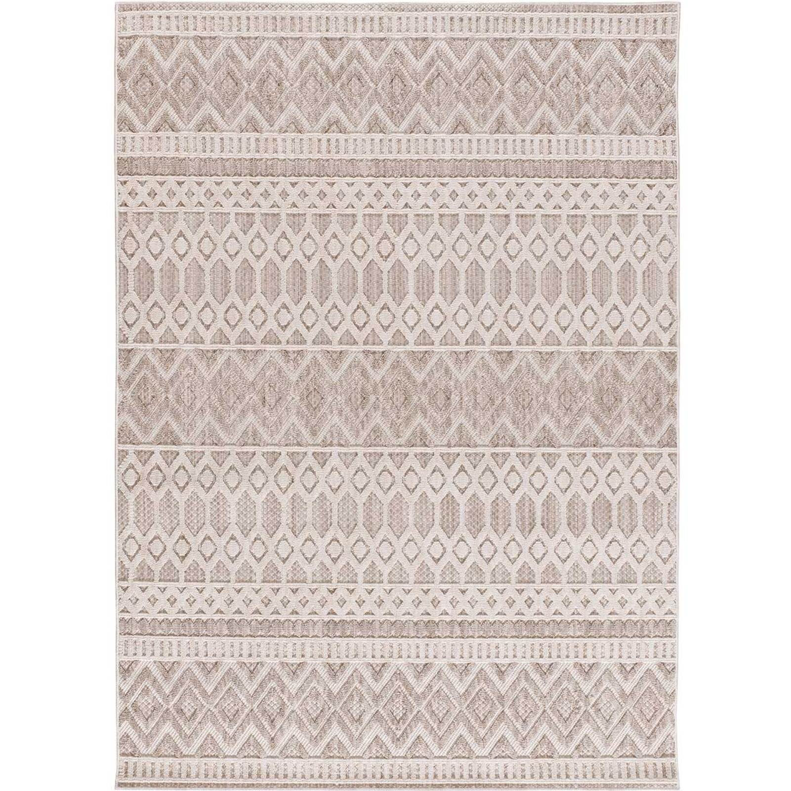 ELEMENT Alfombra en estilo étnico con relieve de color beige, varias medidas disponibles.