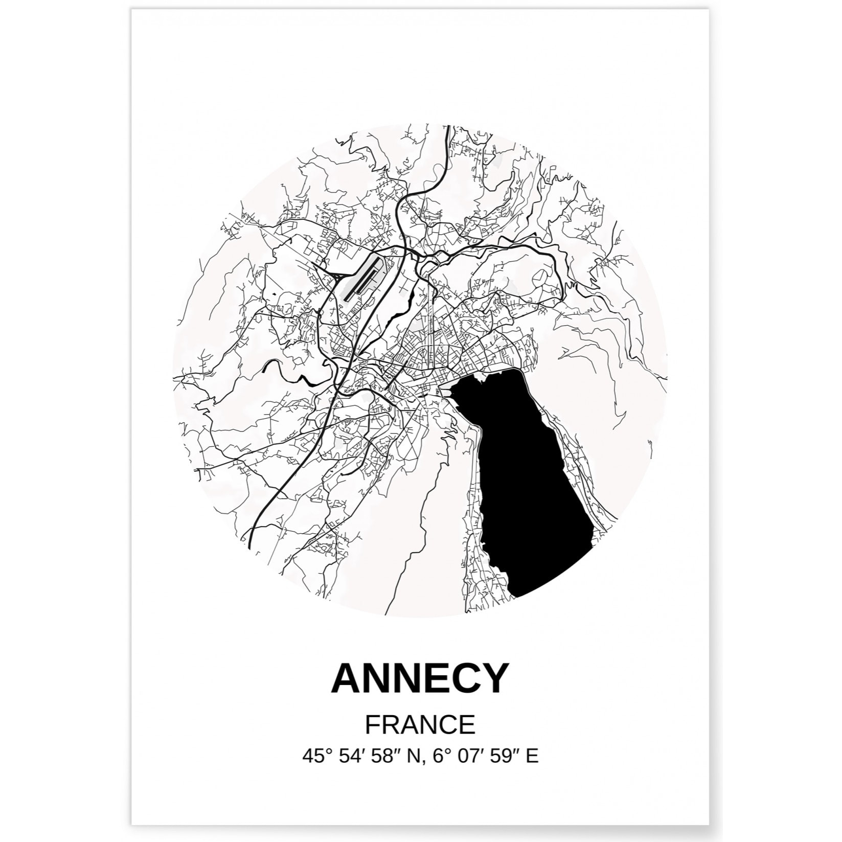 Affiche Carte Annecy