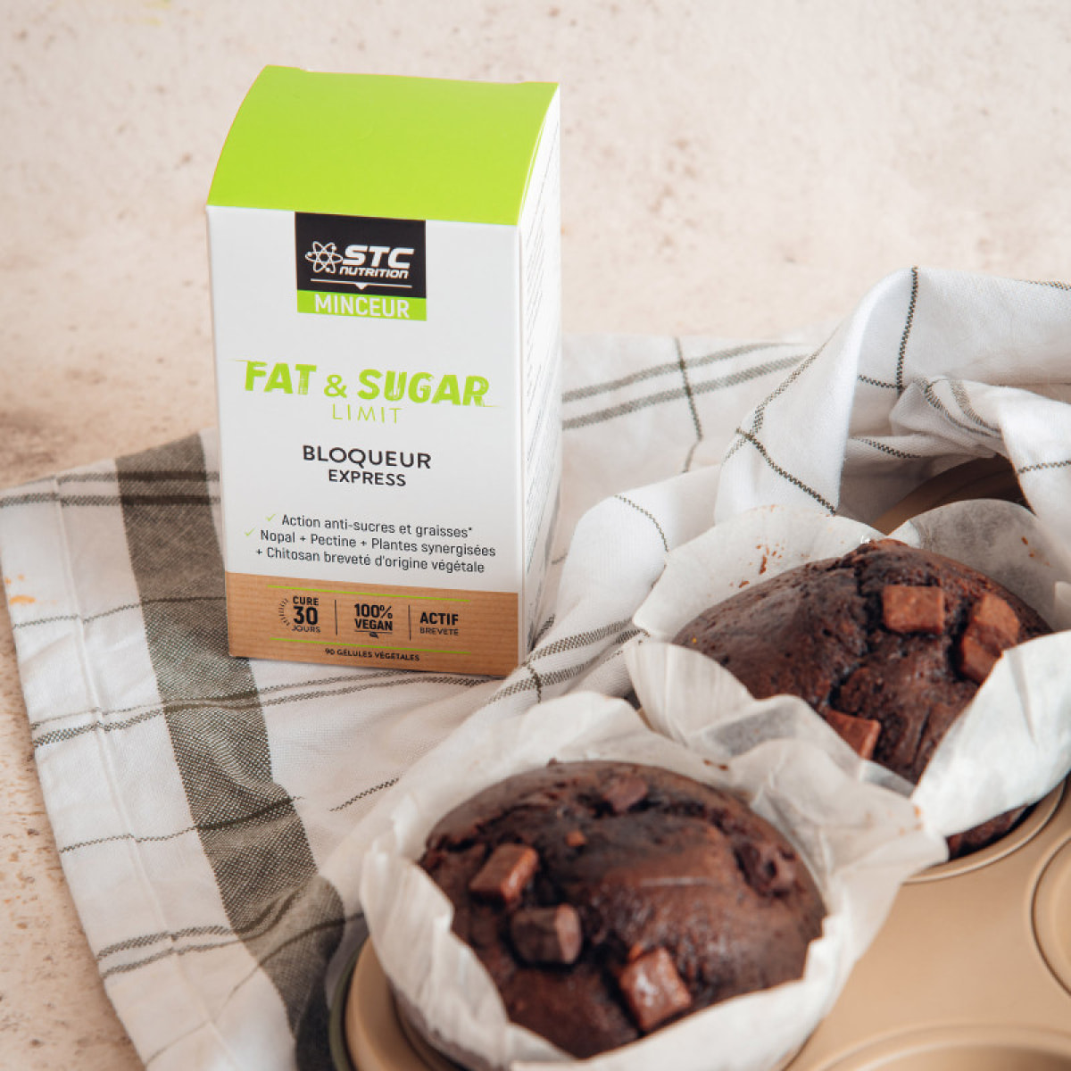 Fat & Sugar Limit - Complément alimentaire à base de Nopal, Thé vert, Gymnema & Chitosan - Bloque les sucres et graisses - Favorise la satiété - Vegan - Lot de 2