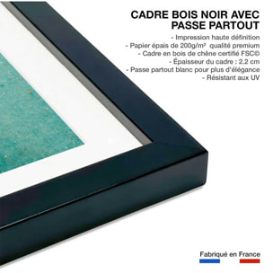 Affiche enfant petit village de neige  Affiche sous cadre noir