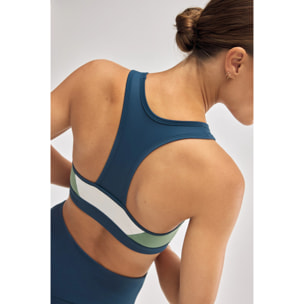 Reggiseno sportivo colorblock blu con imbottitura rimovibile