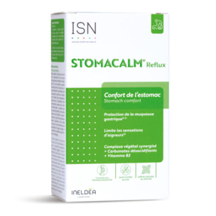 ISN - Stomacalm Reflux - Complément alimentaire à base d'actifs d'origine naturelle - Confort de l'estomac - Convient aux femmes enceintes - 20 comprimés à croquer