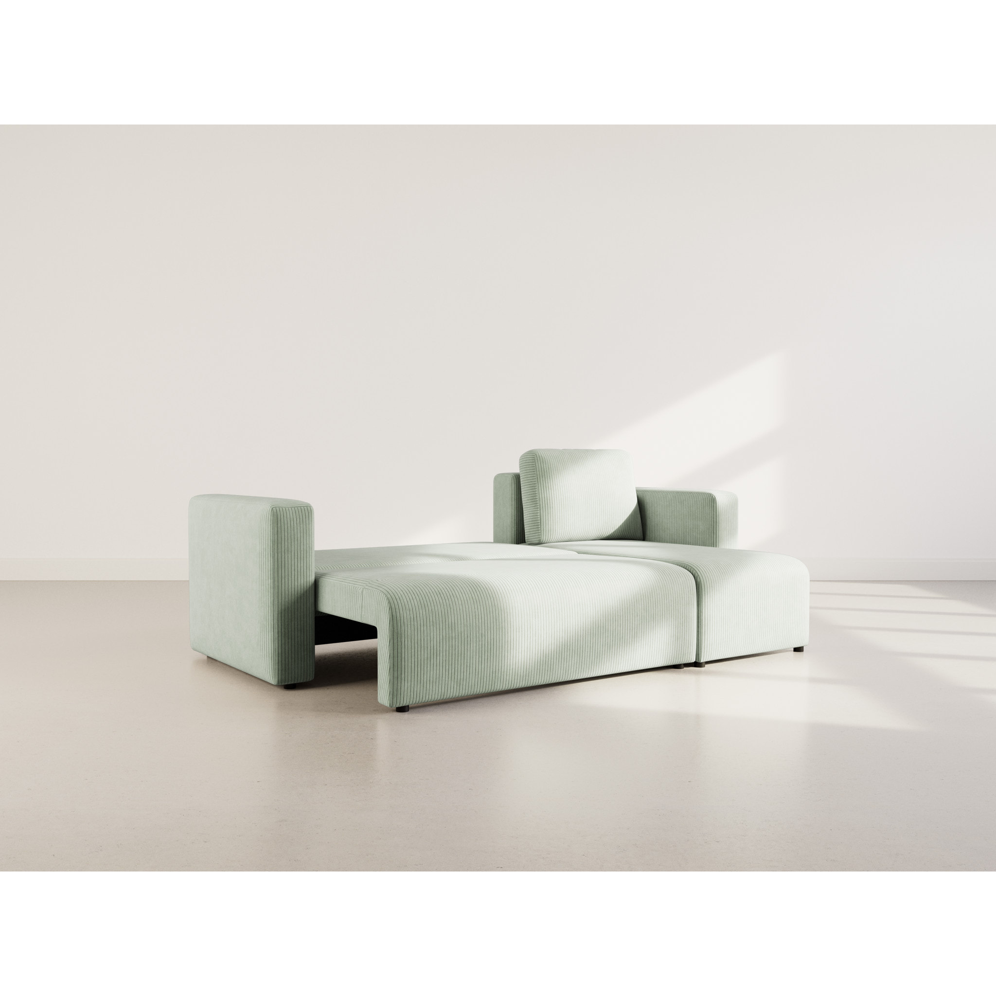 Canopy - canapé d'angle réversible 4 places convertible avec coffre en velours côtelé - Vert sauge