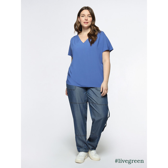 Fiorella Rubino - Blusa de viscosa ECOVERO™ - Azul