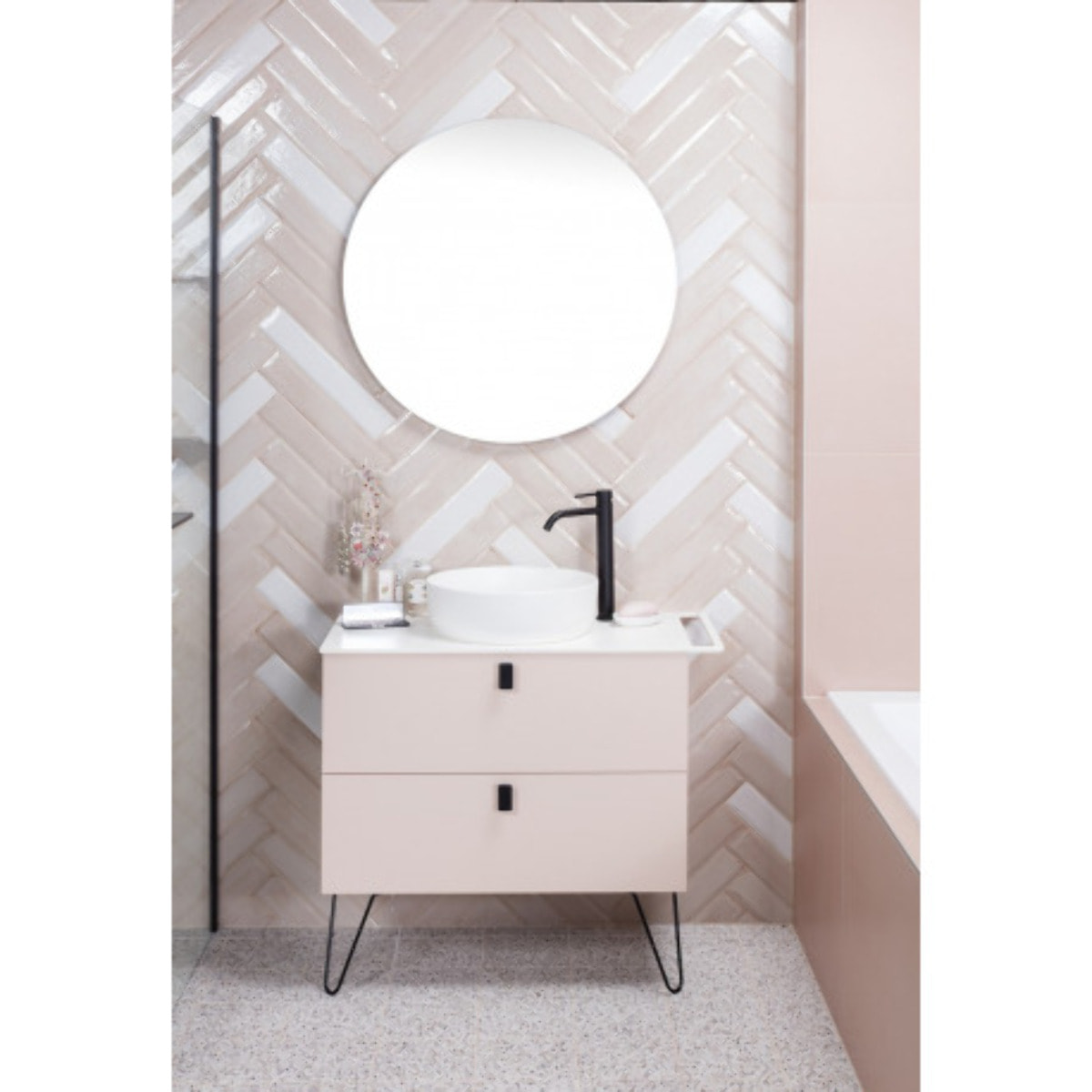 Set vasque à poser 39x39x12cm sans trop-plein + bonde à écoulement libre Infinitio blanc SetSATINF-blanc