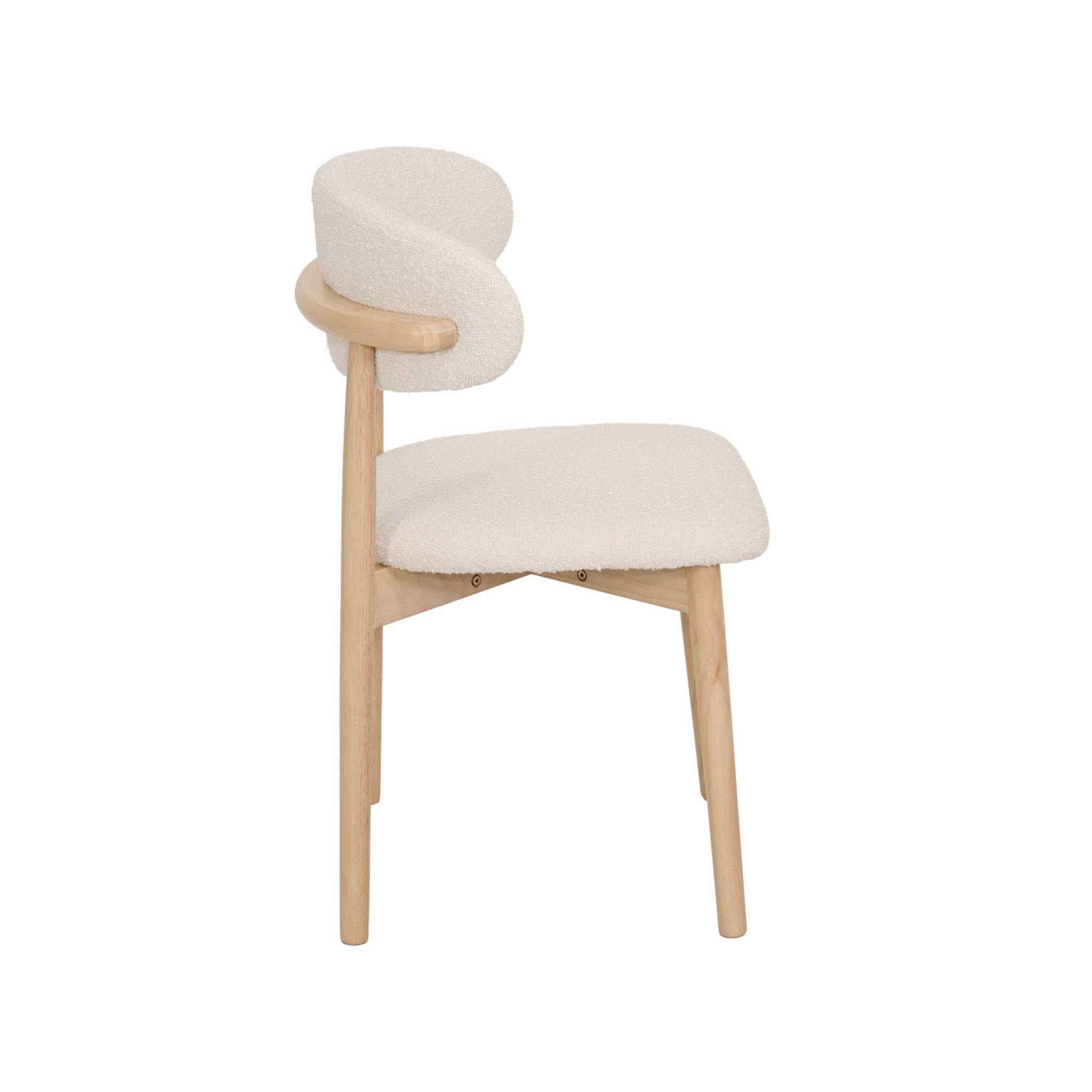 Chaise bois d'hévéa et tissu bouclette (lot de 2)  PAOLA