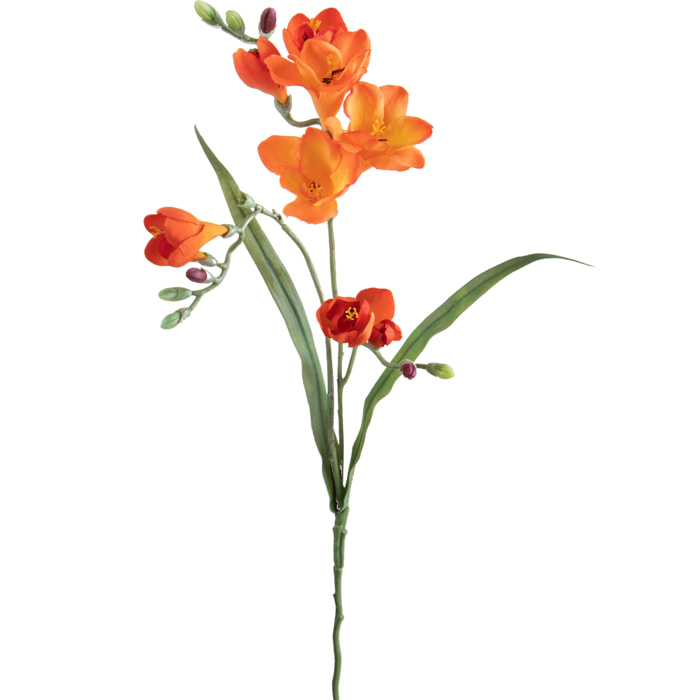 Fiore Di Fresia Con Due Fiori. Altezza 63 Cm Prova - Pezzi 6 - 8X63X6cm - Colore: Arancio - Bianchi Dino - Fiori Artificiali