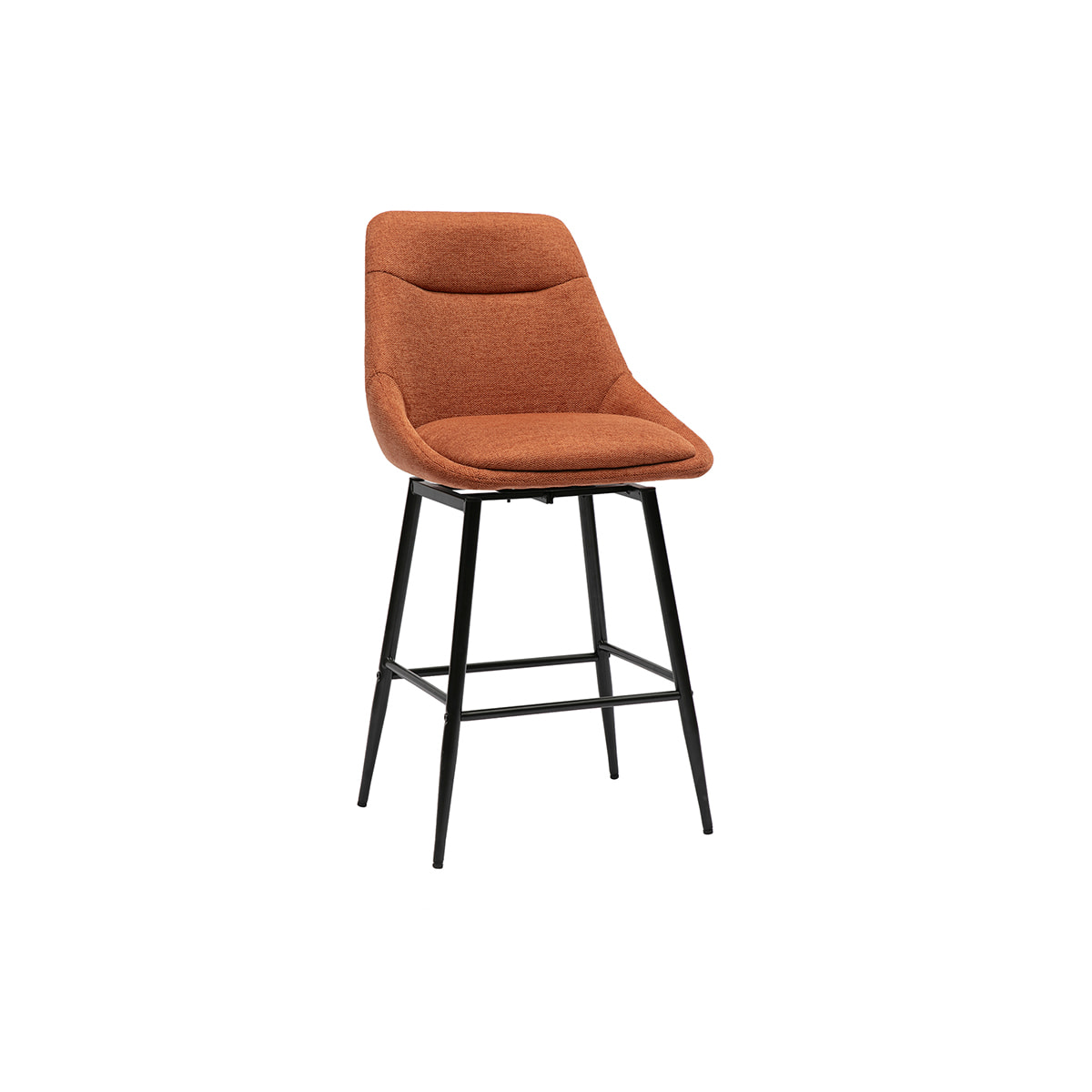 Tabourets de bar pivotants 360° en tissu effet velours texturé terre brûlée et métal H66 cm (lot de 2) ALESS