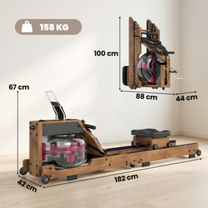 Rameur à eau pliable résistance réglable 8-14L alu bois coloris chêne
