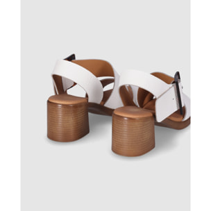 Sandalias de Piel - Blanco - Tacón: 6 cm