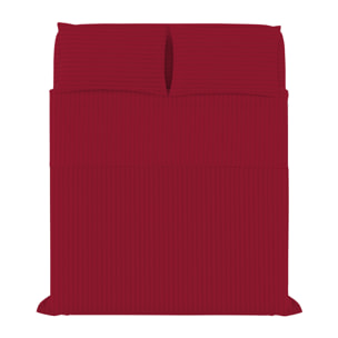 COMPLETO LETTO SATIN STRIPES, 100% Raso di Poliestere, Tinta Unita, Made in Italy - BORDEAUX
