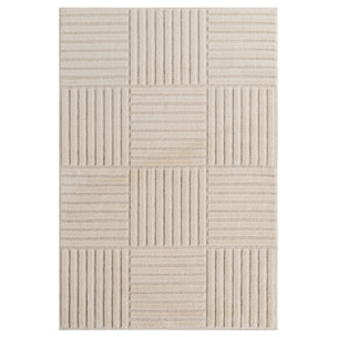 TURIN - Tapis moderne à motif graphique en relief crème