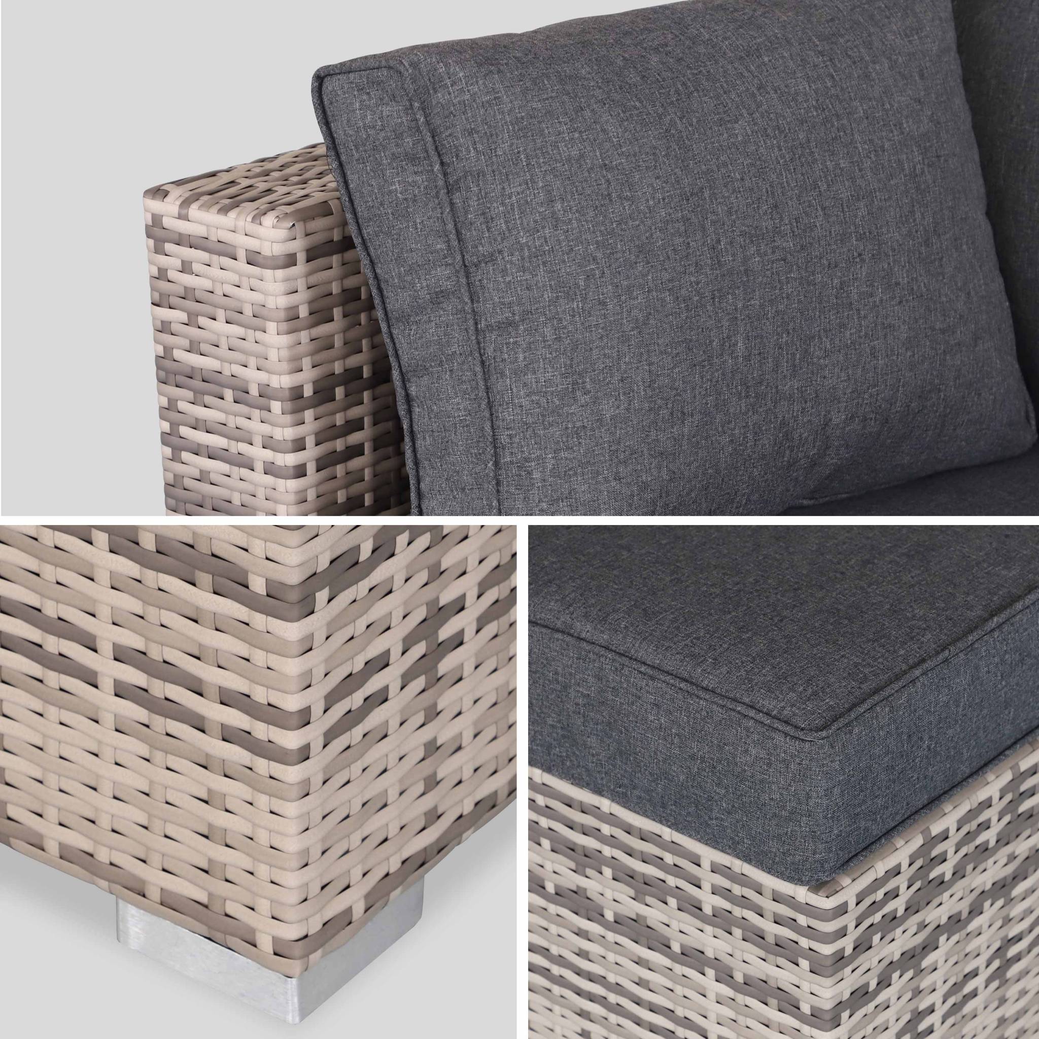 Salon de jardin en résine tressée - Venezia - Nuances de gris. Coussins Gris chiné- 8 à 10 places