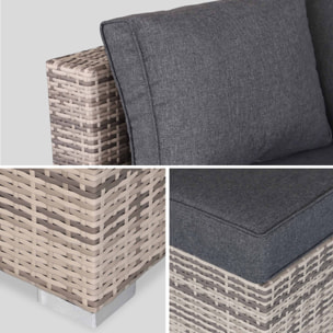 Salon de jardin en résine tressée - Venezia - Nuances de gris. Coussins Gris chiné- 8 à 10 places