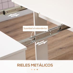 Mesa de Comedor Plegable para 4-6 Personas con Alas Abatibles 180x85x75cm Blanco