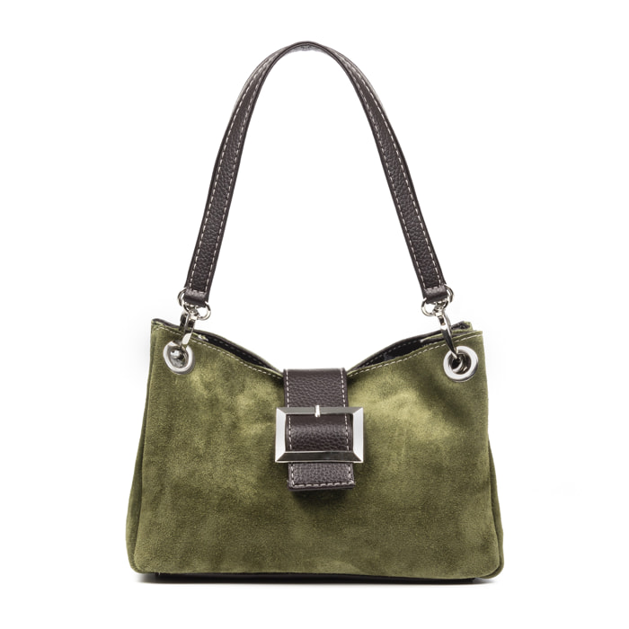 Aicurzio Borsa a spalla Donna. Pelle scamosciata autentica Dollaro