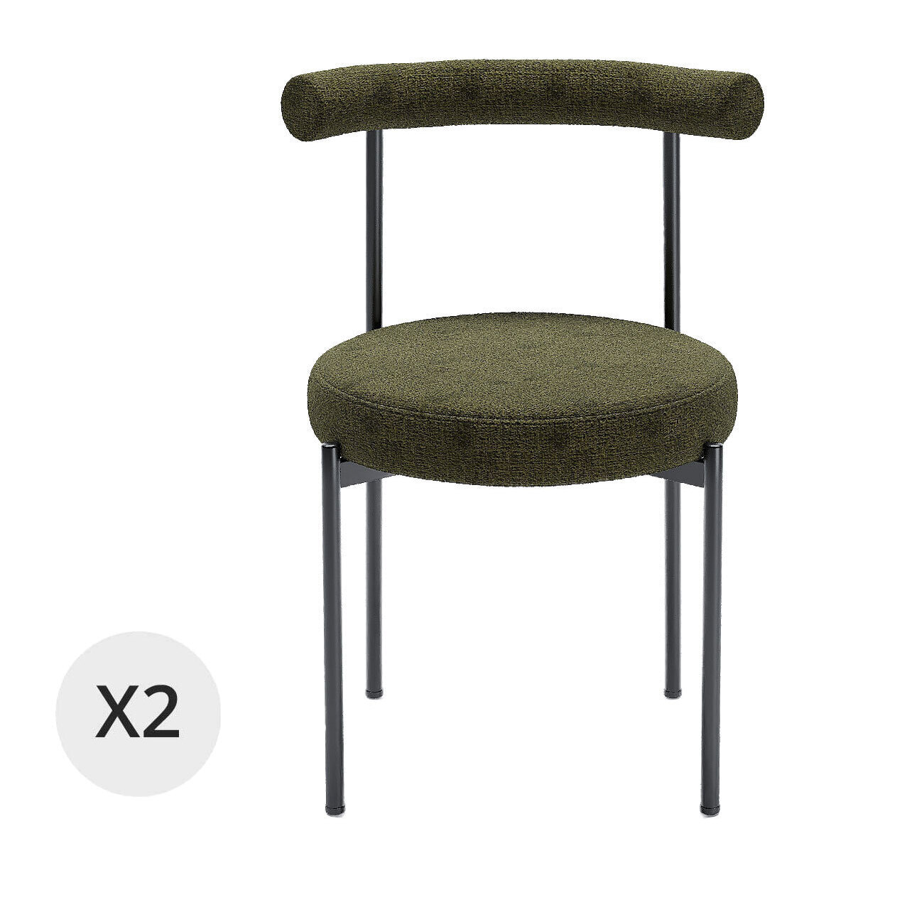 Lot de 2 chaises de salle à manger design moderne, velours vert