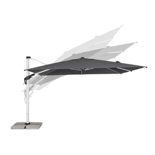 Ombrellone a sospensione ARIES con palo in alluminio anodizzato e telo grigio scuro 4x4