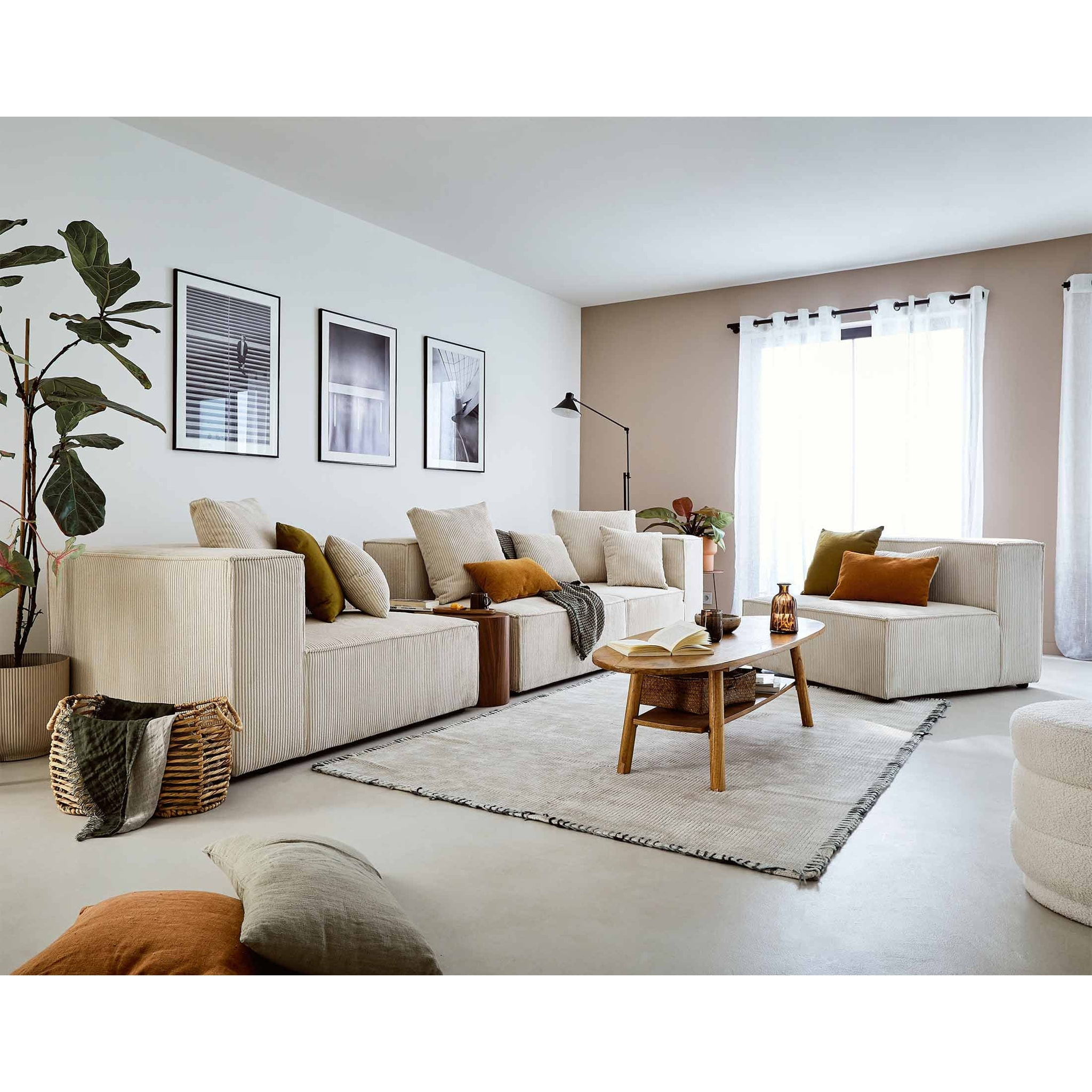 Colombine - module d'assise - en velours côtelé - Beige