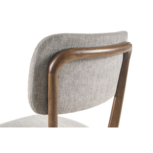 Chaises en tissu effet velours texturé gris et bois foncé (lot de 2) JOCA