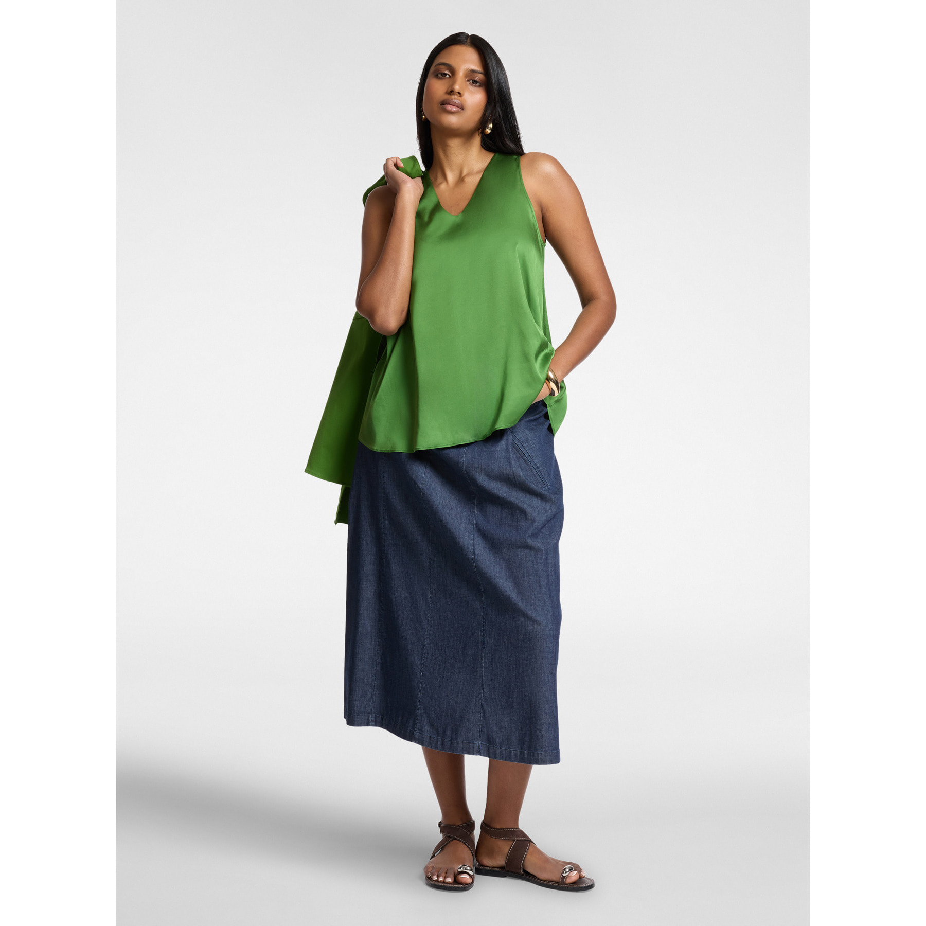 Elena Mirò - Top in raso di viscosa - Verde